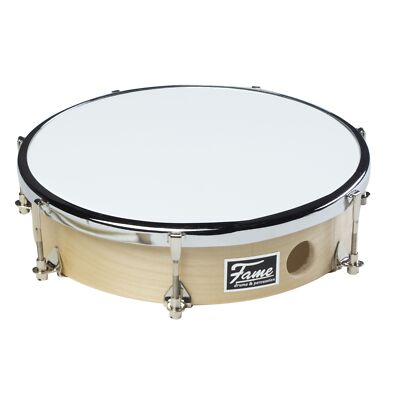 8 Zoll Frame Drum Handtrommel Holz Naturfarbe Hochglanz Synthetikfell Schlägel