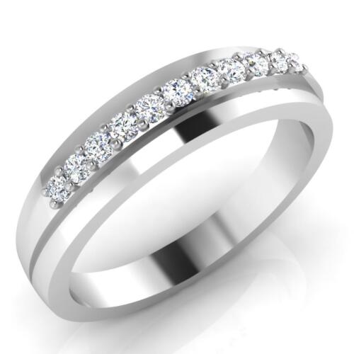 Bracelet de mariage homme en or blanc 14 carats 0,22 ct rond diamant naturel taille 9,5 10 - Photo 1/6