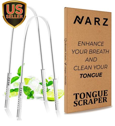Tongue Scraper Professional Tongue Cleaner for Bad Breath Reusable Stainless ...