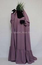 One Piece Full Length Tiered Jilbab Overhead Khimar Muslim Headwear Dusty Lilac