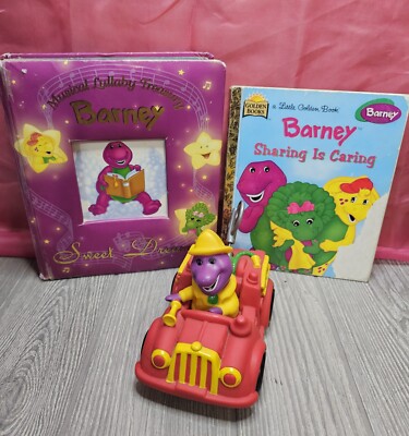 2002 BARNEY Musical Lullaby Treasury Sweet Dreams Book Firetruck