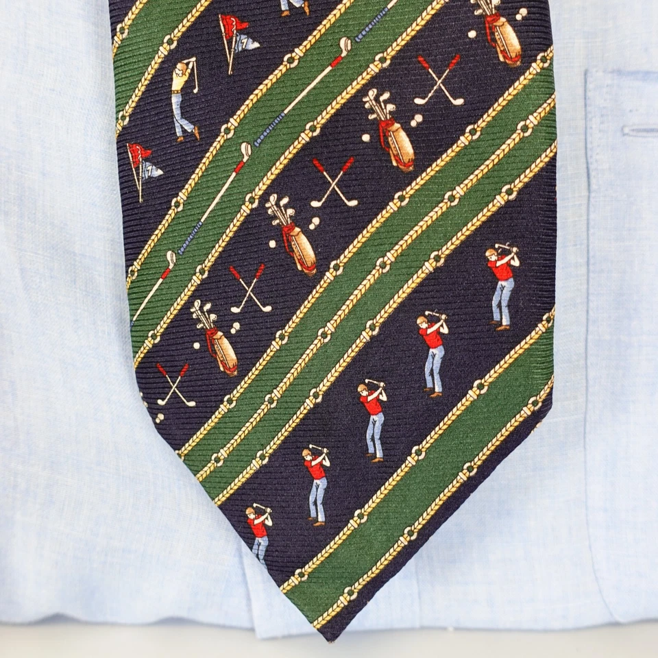 Traje Para Hombres Azul Marino Corbata Cuello Verde Deportes Dorado Adulto Informal Divertido Genial DA VINCI Foto 2 de 4