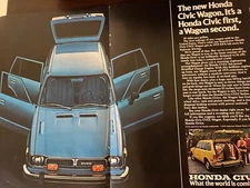 Honda, 1975 Civic Wagon, Two Page Vintage Print Ad
