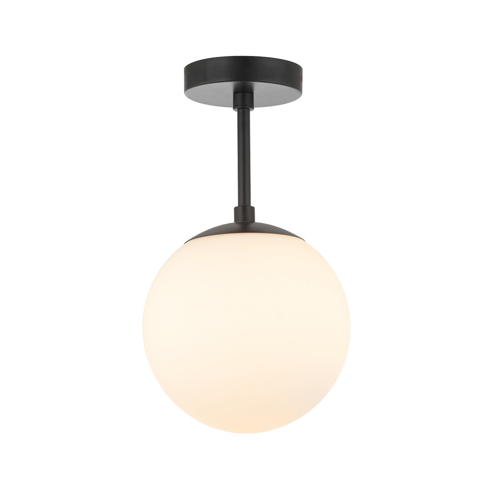 Traditional Glass Globe IP44 Bathroom Ceiling Light Fixture in Matt Black by ...