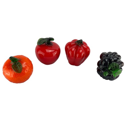 Glass Fruit & Vegetables Grapes, Orange, Pepper, Apple Murano Style 4 Piece - Picture 3 of 10