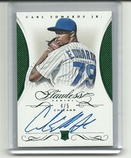 Carl Edwards JR 2016 FLAWLESS On Card RC Auto /5 EMERALD Rookie CUBS Autograph