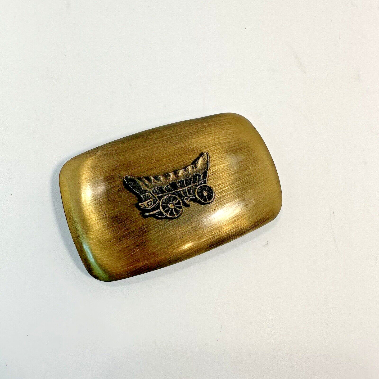 Vintage Conestoga Wagon Brass Belt Buckle by Chambers… Gem