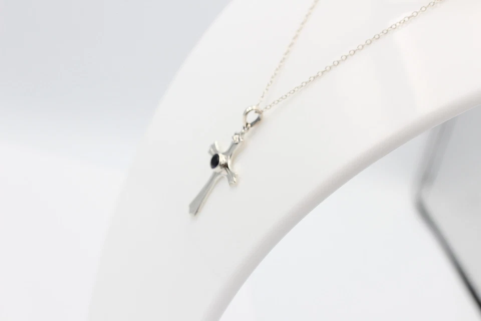 0,36 Carati Iolite Croce Ciondolo 925 Argento Collana Smeraldo Lapislazzuli - Immagine 4 di 4