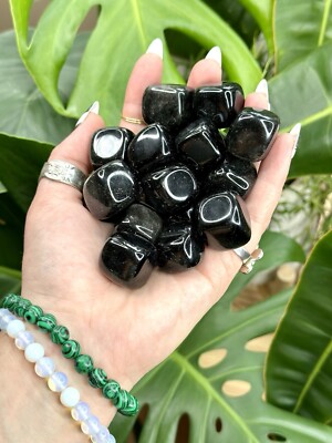Black Obsidian Tumbled Crystal Stones, 1/2 inch to 1.5 inch, Grade AAA+