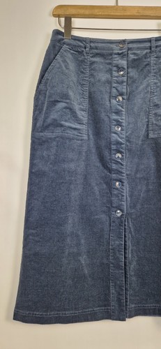 SEASALT DUALITY MIDI SKIRT UK 12 BLUE NEEDLECORD CORDUROY BUTTONS THROUGH FRONT - Picture 5 of 12