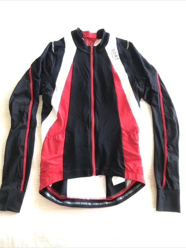 GORE BIKE WEAR full zip red,blk,wht MEDIUM windstopper soft shell jacket.STRETCH