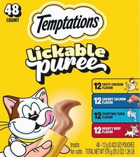 Temptations Creamy Puree Cat Treats Variety Pack 48 Tubes 0.42 oz