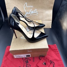 Scarpe Christian Louboutin Jumping 100 vernice pelle nera con tacco taglia UK 4 EU 37