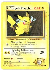 Lt. Surge's Pikachu 81/132 Common Gym Heroes Pokemon Unlimited Damaged