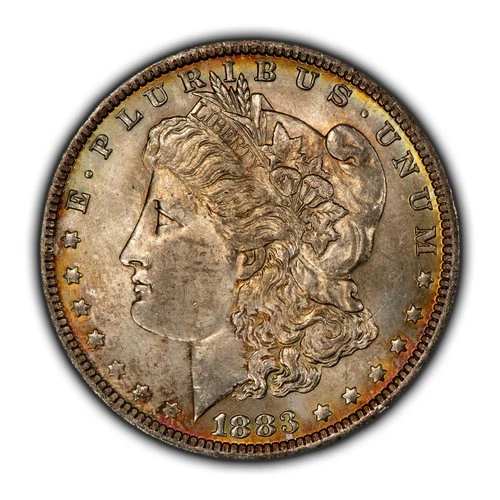 1883-O $1 Morgan Silver Dollar - Neon Rainbow Toning - BU - SKU-D6266