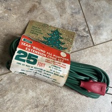 Vintage Snapit Green 25 Ft Extension Cord Holiday Light MCM Christmas