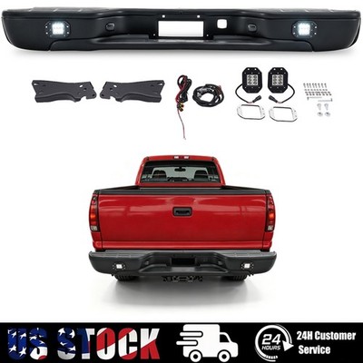For 1999-2007 Chevy Silverado GMC Sierra 1500 2500 Rear Step Bumper w/LED Lights