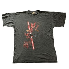 Rare Vtg 90s STAR WARS DARTH MAUL Movie T-Shirt Episode I Black XL