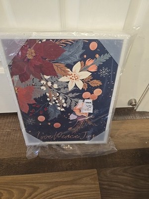 12714 Stupell Industries Floral Love Peace Joy White Framed Design. 14 x 11 tall