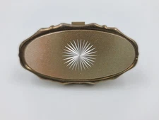 Vintage Etched Oval Lipstick Holder With Mirror Made In China