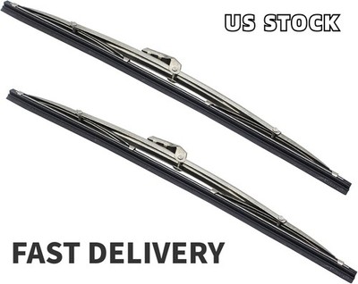 12'' Stainless Steel Windshield Wiper Blades 2PCS Front for Ford GM Polished NEW