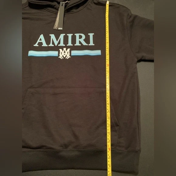Felpa con cappuccio pullover AMIRI blu MA BAR LOGO nero taglia L nuova