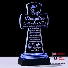 Crystal Cross Christian LED HEART - Miscarriage Gift for Daughter