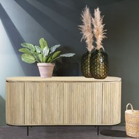 Noor Sideboard 170 Cm Mangoholz 4 TüRen Anrichte Mattpolitur Kommode Retro- Stil