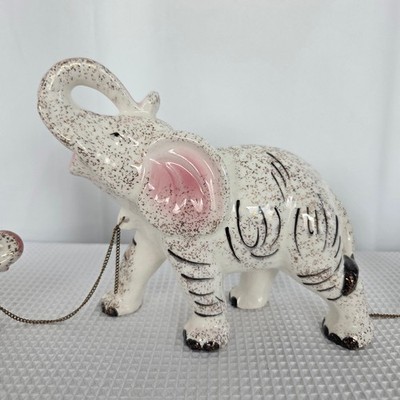 Vintage Japan Ceramic Elephant Family Mom Two Babies Chained
