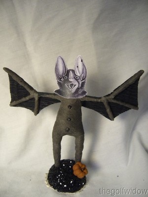 Vintage Inspired Spun Cotton Bat Faced Bat Vintage by Crystal Halloween Piece 