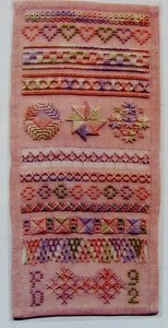 Needlepoint Pattern Pastel Hearts Sampler Silver Unicorn Designs Pat Donaldson