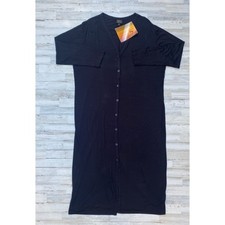 SERENA WILLIAMS Long Black Maxi Knit Dress Button SZ 1X C100149