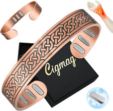Copper Magnetic Bracelet for Men, with Powerful 9X 5000 Gauss Magnets, Axe