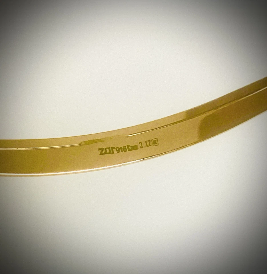 Brazalete brazalete oro amarillo macizo puro 22K con adornos de oro blanco (19 gramos) Foto 3 de 4