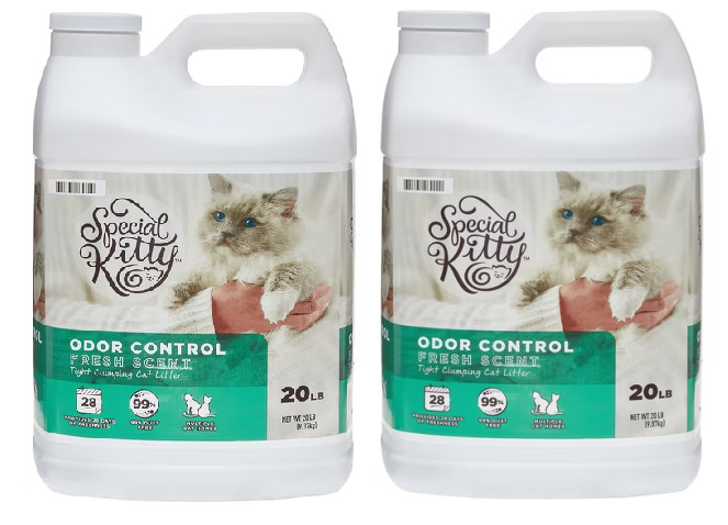(2 pack) Special Kitty Scoopable Tight Clumping Cat Litter, Fresh Scent, 20 lb