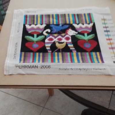 EHRMAN Completed Folk Dog Needlepoint Canvas, 2006