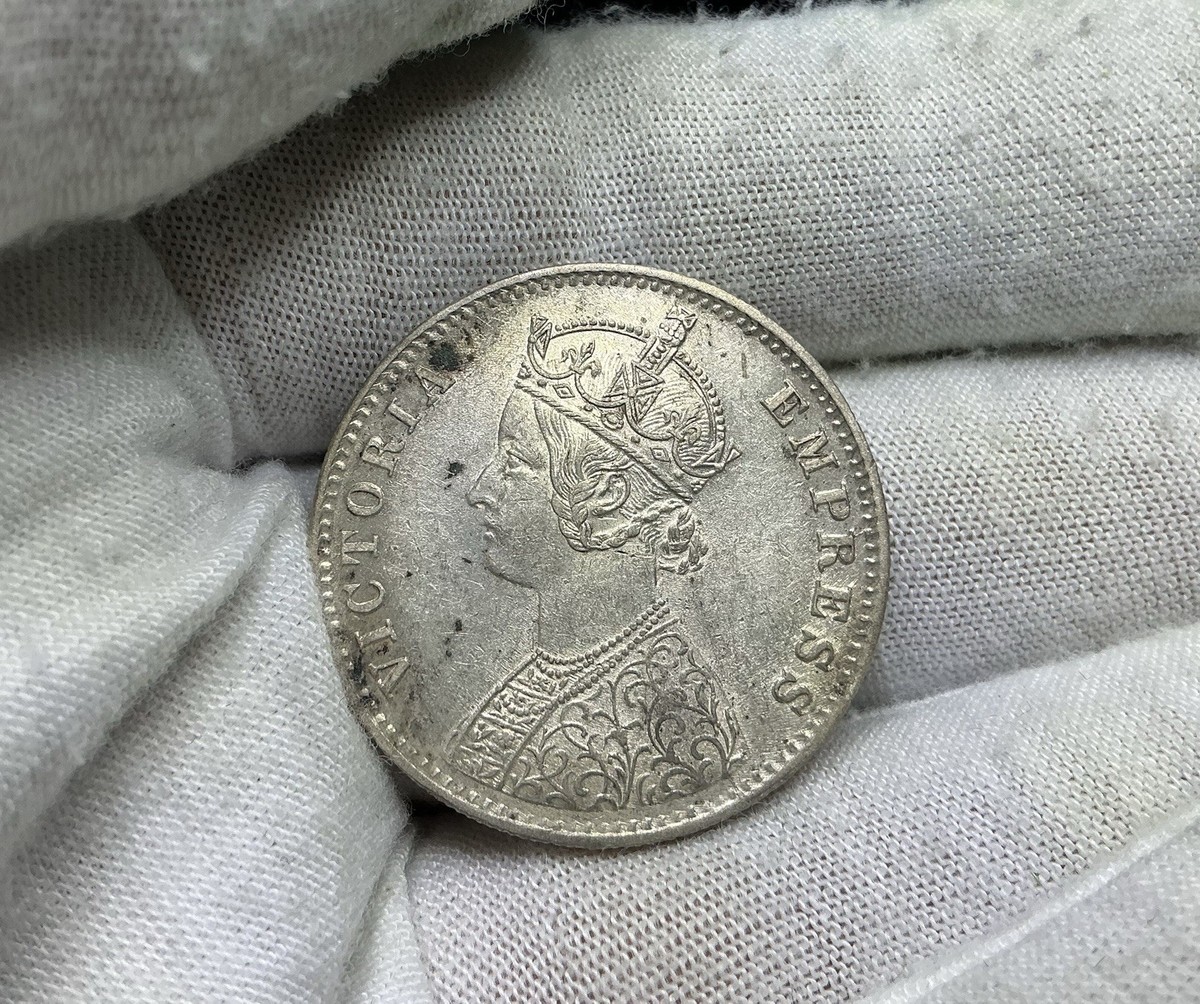 1892 India British 1 Rupee Queen Victoria .917 Silver Coin F109 | eBay