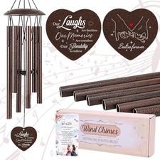 Friendship Gifts for Women - Metal Bestie Wind Chimes with Greeting Card Indoor