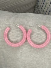 Vintage Pale Pink lightweight hoops, earrings, preowned, wide, 1.5 diameter
