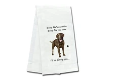 E&S Pets 711-22 Chocolate Lab Dog Kitchen Towel, Off-white