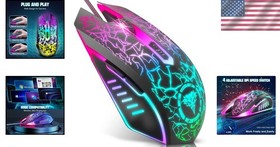 Optical Gaming Mouse - 6 Programmable Buttons, Ergonomic & Stylish RGB Design