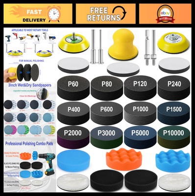 137Pcs Sanding Disc Polishing Kit, 60-10000 Grit Hook & Loop Sandpapers, Wool Pa