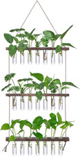 Wall Hanging Propagation Station with Wooden Stand 21 Glass Test Tubes 3 Tiers P