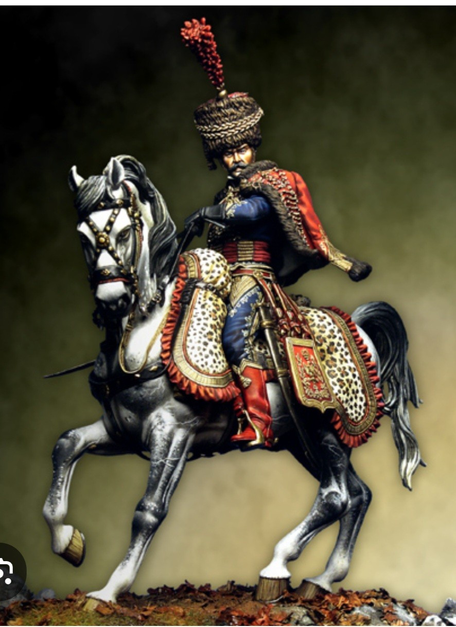 Pegaso/Hussard 1814/Figurine artiste 54mm no 90mm Durendal