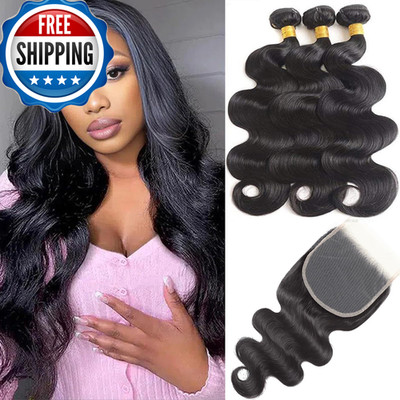 Lucasha Body Wave Bundles Closure Brazilian 3 Bundles Closure 16 18 2014