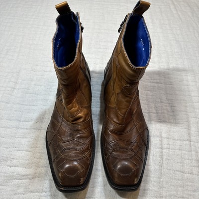 Mark Mason Rock Lives Mens 8.5 Leather Zip Up Boots Made In Italy