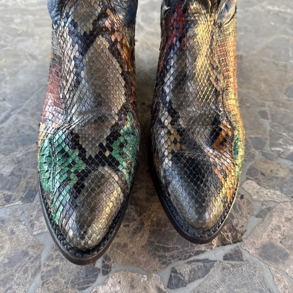 Womens Vintage Dan Post Rainbow Python Snakeskin Cowboy  display picture 1