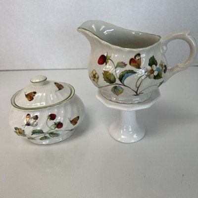 Vintage James Kent Old Foley  wild Strawberries  Cream And Sugar Retired