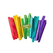 Vibrant 4.5" Colored Wooden Craft Sticks - Pack of 100 for Endless Creativity