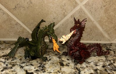 Papo Dragon Figures 2005 Green 1999 Red 4'' Breathing Fire Pretend Play